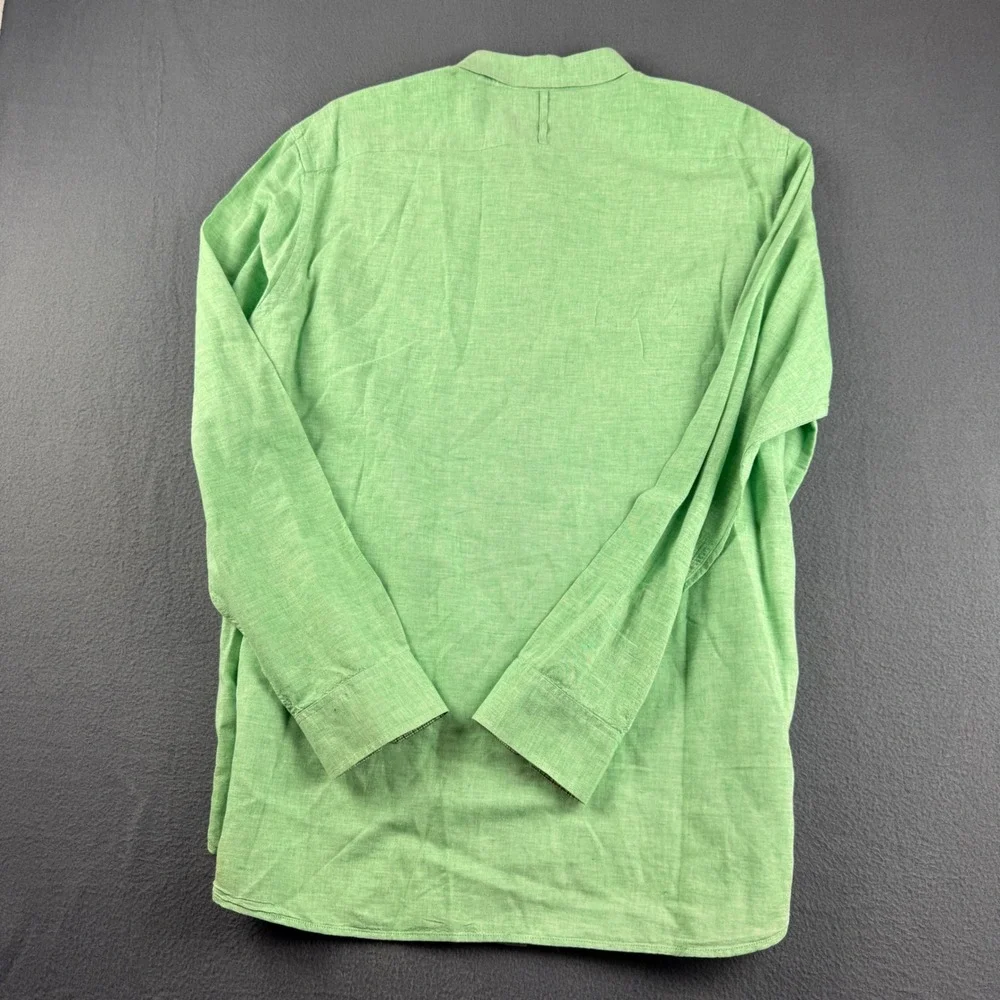 Banana Republic Shirt Men's XL Green Linen Cotton Blend Lightweight Breathable